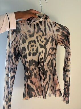AFRM Pink and Black Tie-Dye Mesh Top